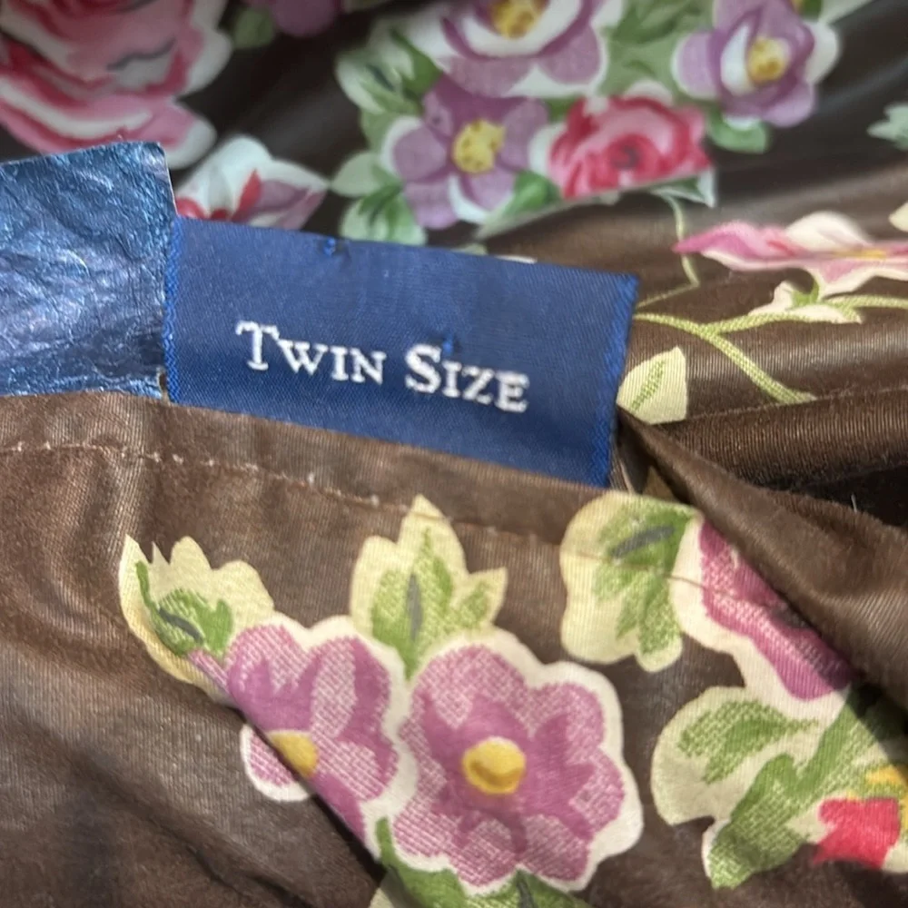 Vintage Rare Ralph Lauren Chocolate Brown Floral Reversible Twin Comforter